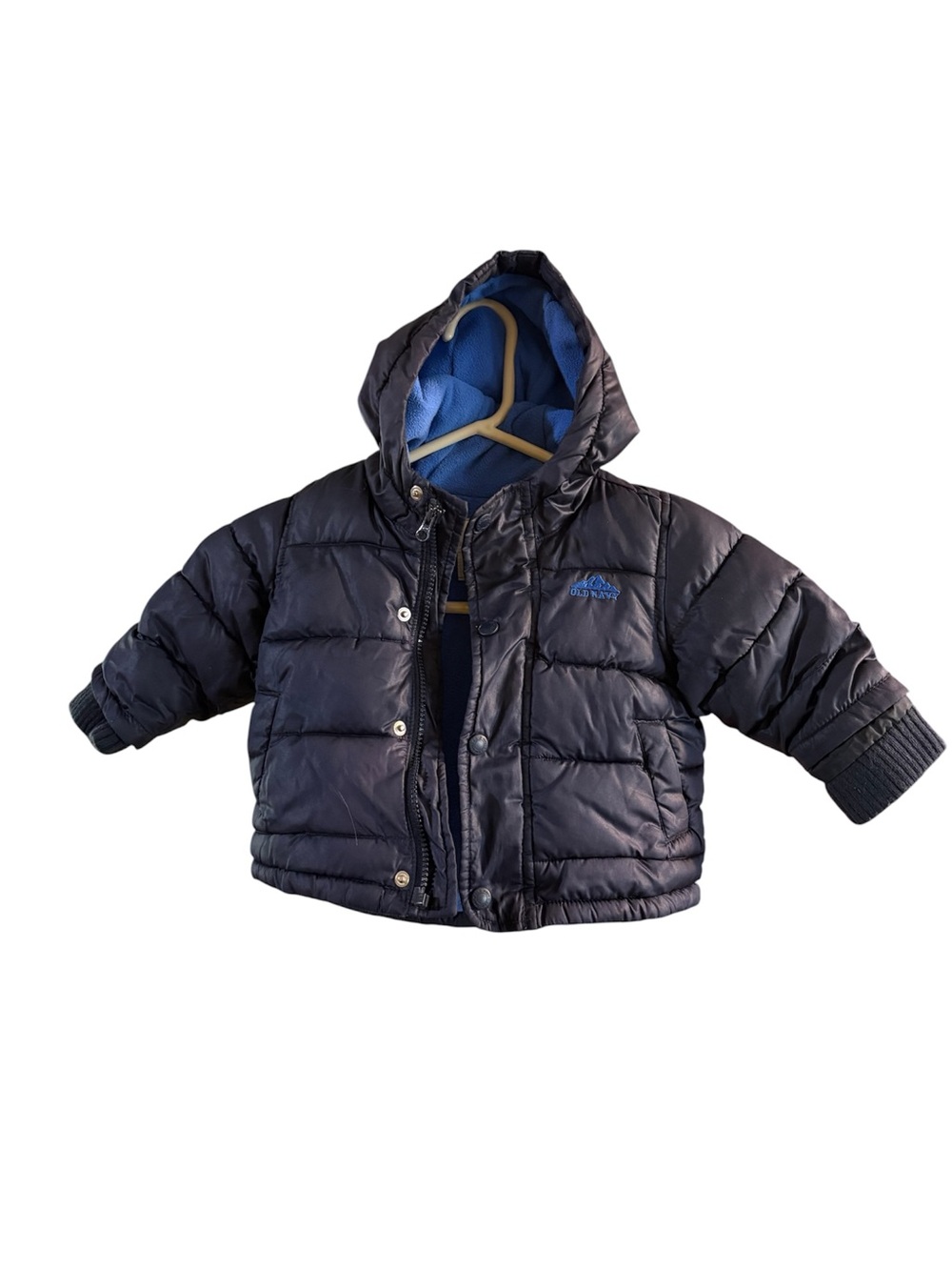 Old Navy 12-18 Months Hooded Zip Up Jacket Dark Blue with Pockets Pre Owned Good